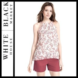 WHBM Petunia Print Tiered Halter Shell